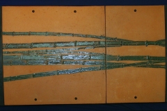 Terracotta bucchero e bambu smalto cm. 100x52
