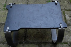 Tavolo base metallica piano bucchero nero cm. 70x40x40